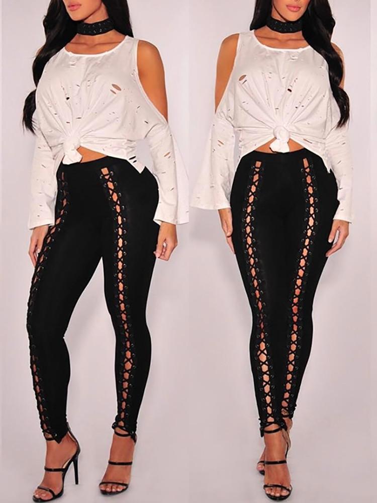 Stylish Hip Lift Lace-up Skinny Pants - DadHats2ow6ix