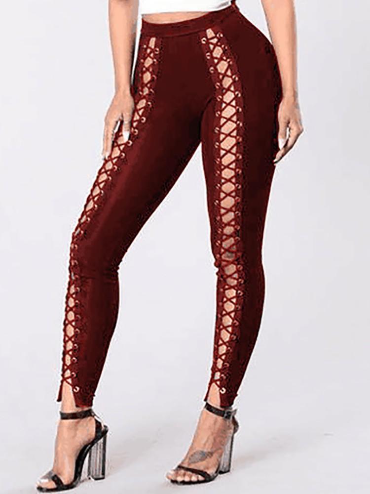 Stylish Hip Lift Lace-up Skinny Pants - DadHats2ow6ix