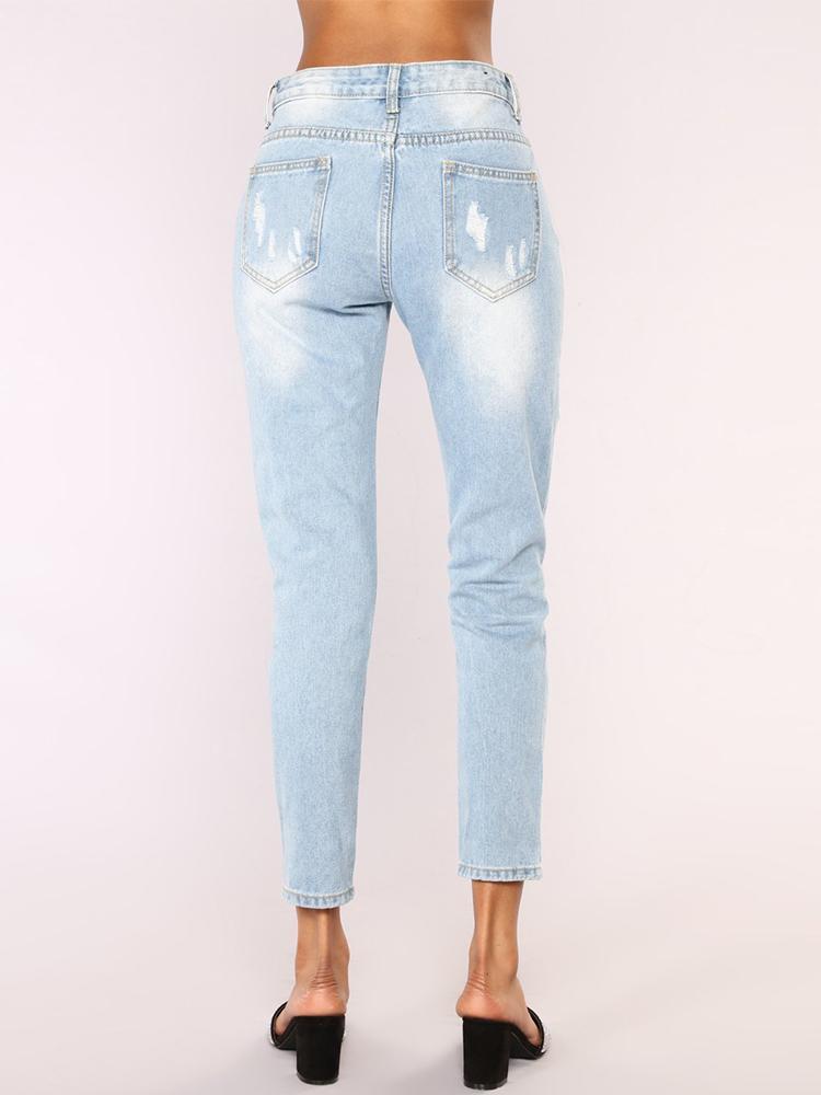 Denim Cut Out Distressed Plus Size Pencil Pants - DadHats2ow6ix