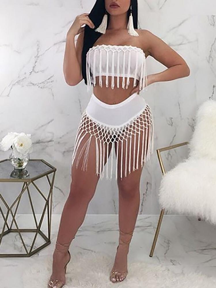 2PCS Tassels Crop Top & Short Pants Sets - DadHats2ow6ix