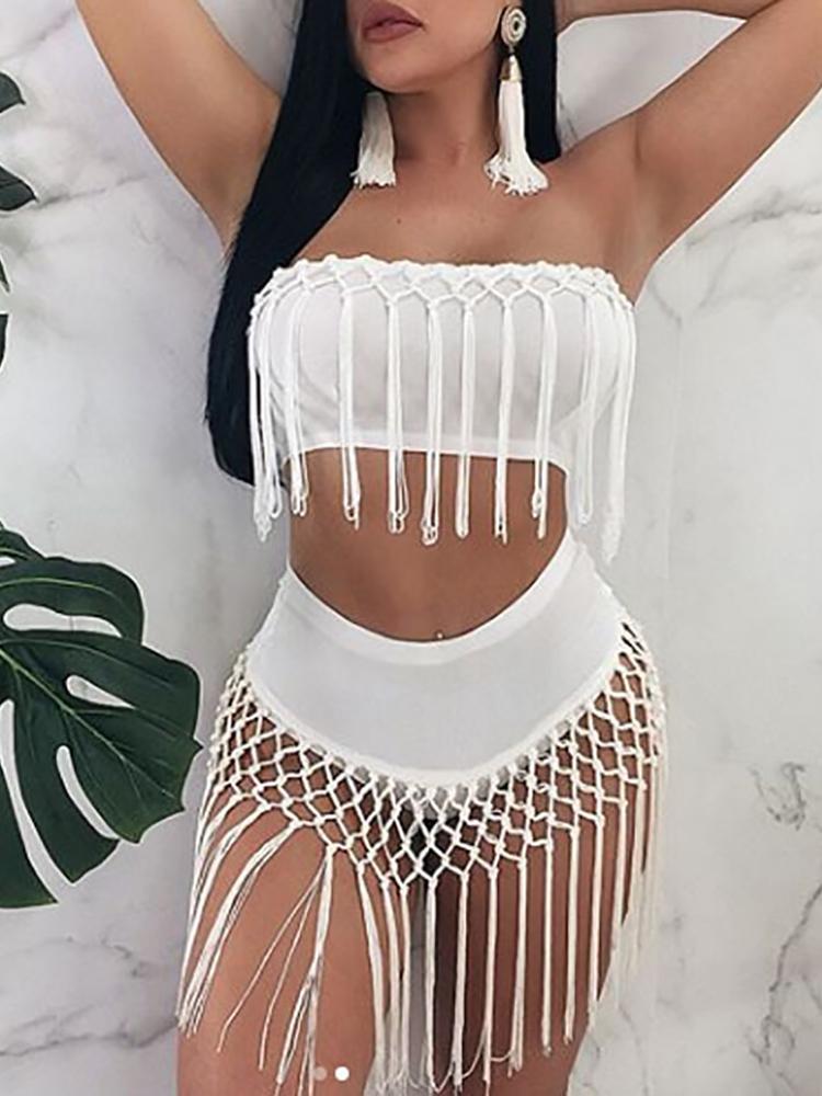 2PCS Tassels Crop Top & Short Pants Sets - DadHats2ow6ix