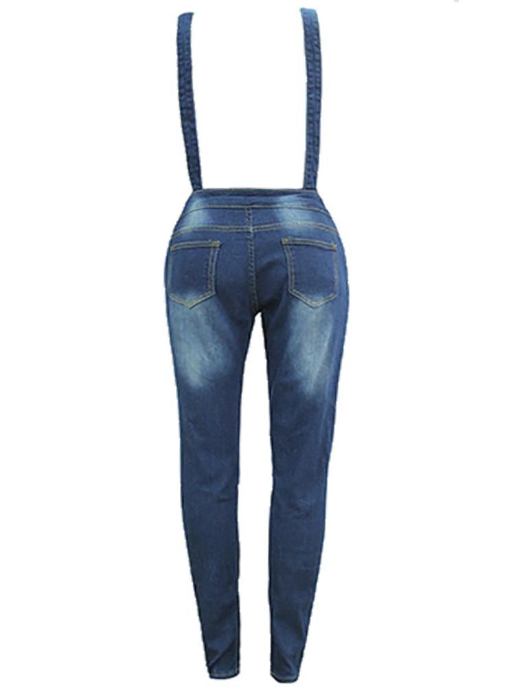 Women Fashion Ripped Suspender Denim Jeans - DadHats2ow6ix