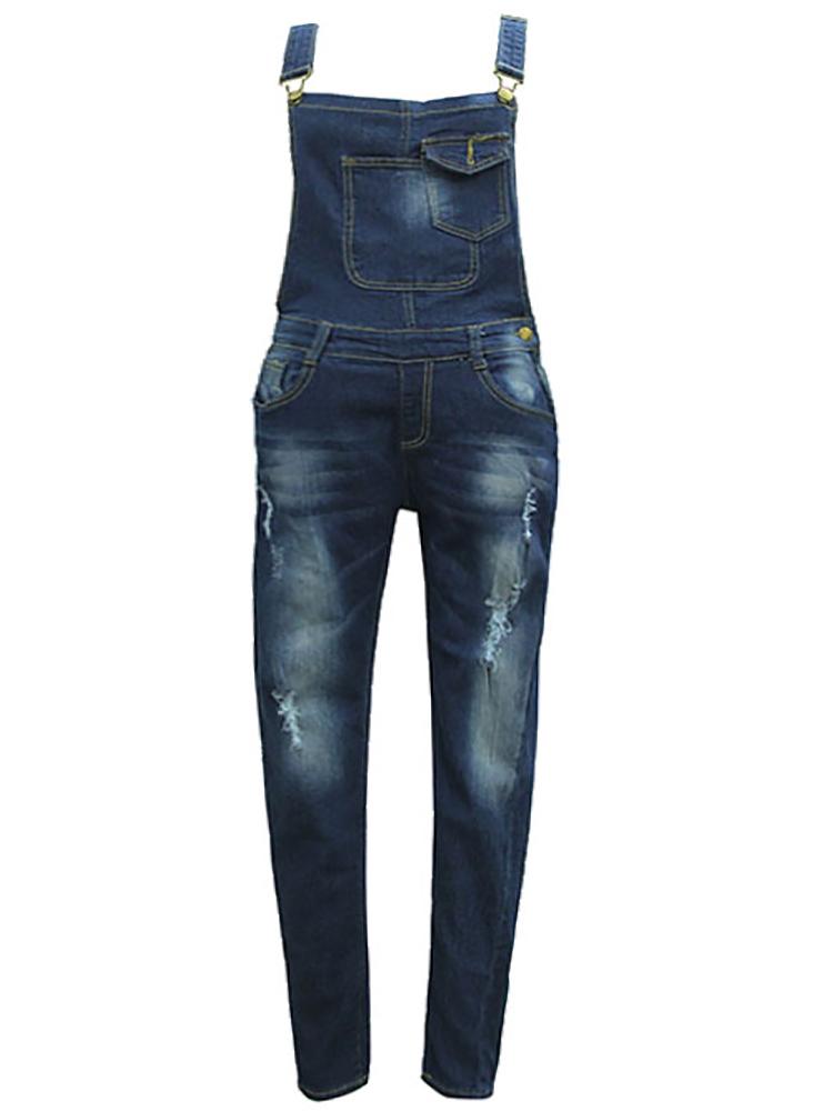 Women Fashion Ripped Suspender Denim Jeans - DadHats2ow6ix