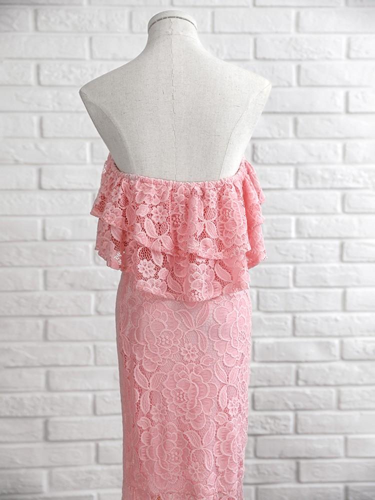 Solid Lace Ruffles Layered Fishtail Maxi Dress - DadHats2ow6ix