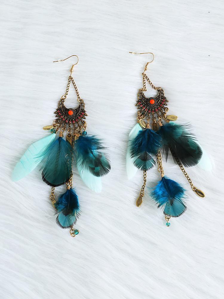 Feather Long Tassel Bohemian Jewelry Earrings - DadHats2ow6ix