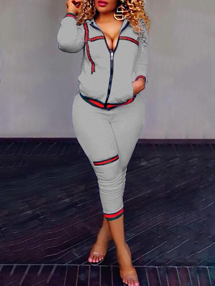 Trendy Zipper Up Casual Pantsuit - DadHats2ow6ix