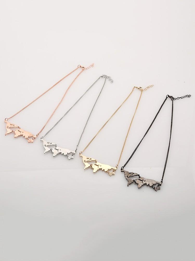 Fashion Alloy Plated Map Shaped Chains Necklace - DadHats2ow6ix