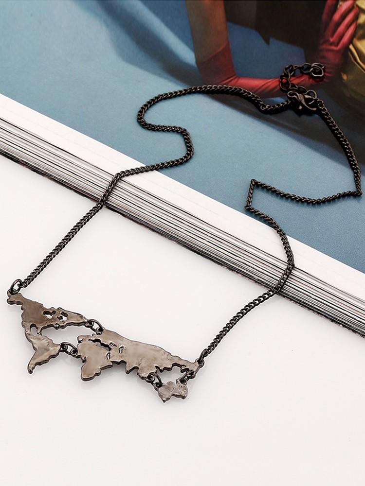 Fashion Alloy Plated Map Shaped Chains Necklace - DadHats2ow6ix