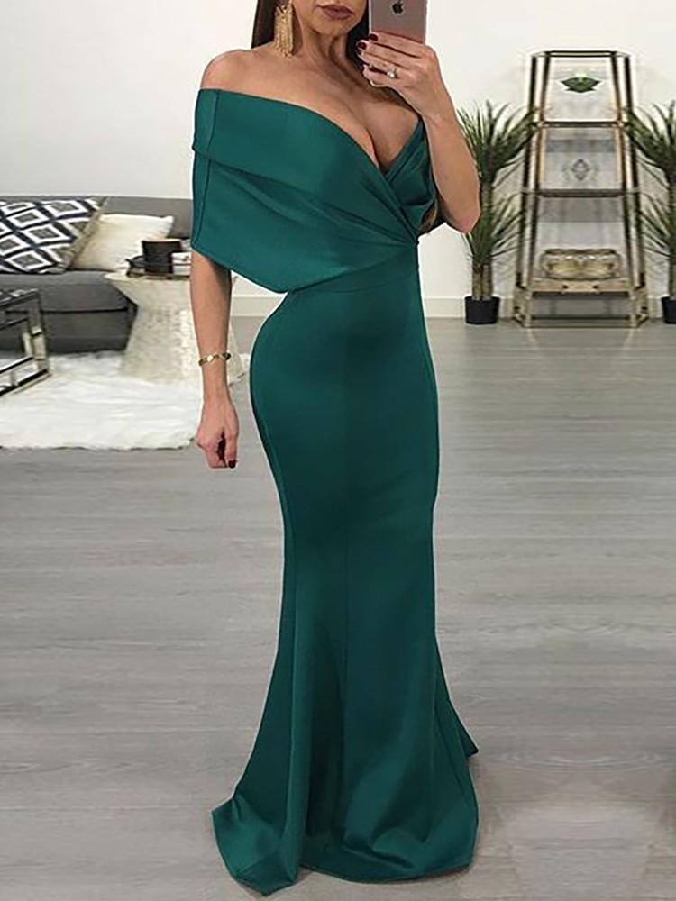 Trendy Off Shoulder Maxi Party Dress - DadHats2ow6ix