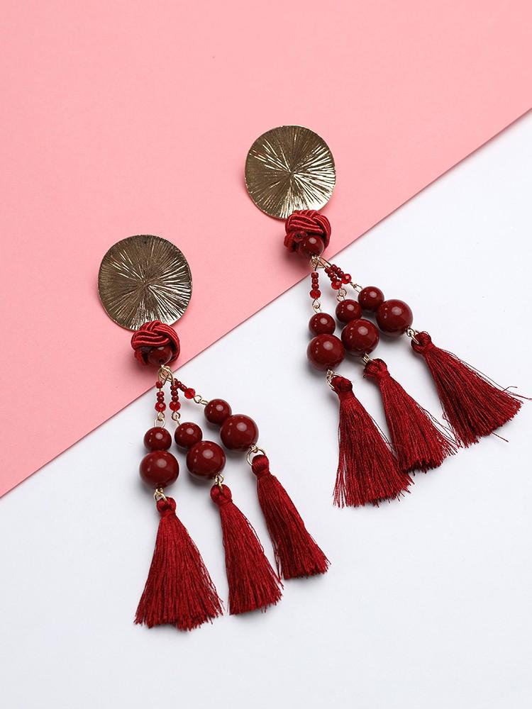 Exaggerated Boho Tassel Long Statement Earrings - DadHats2ow6ix