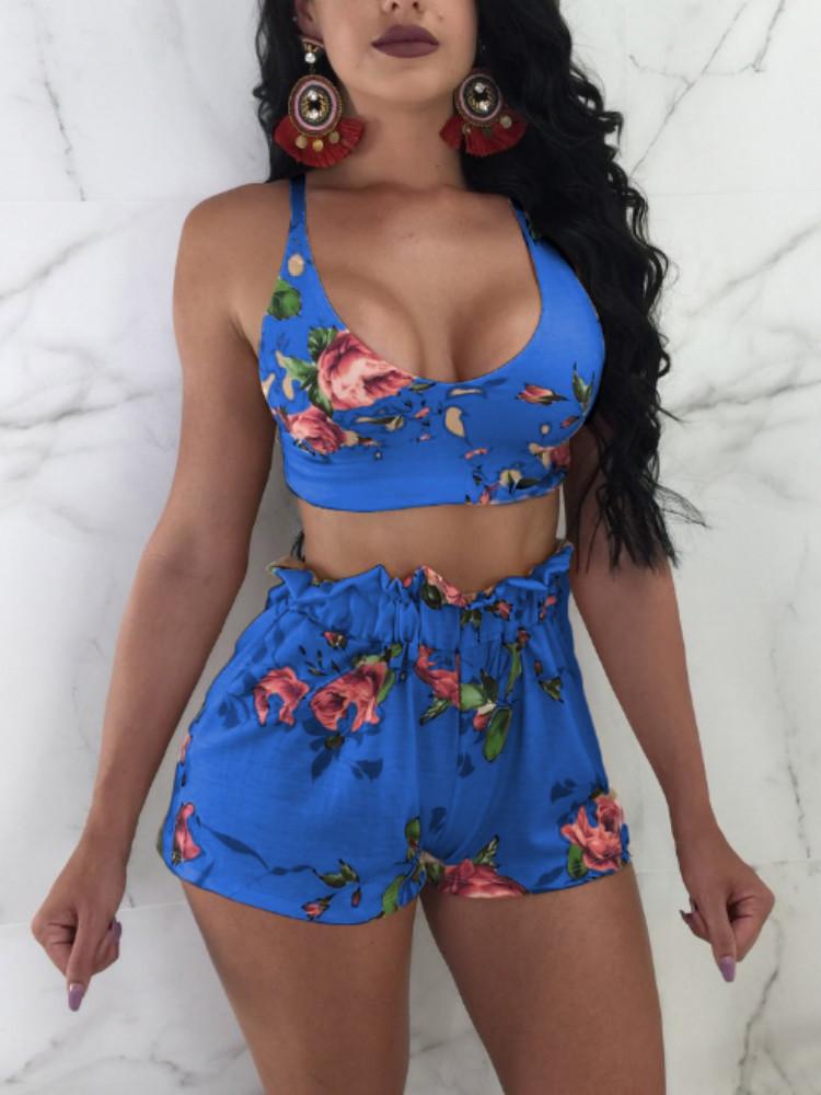 Floral Tied Back Top and Shorts Set - DadHats2ow6ix