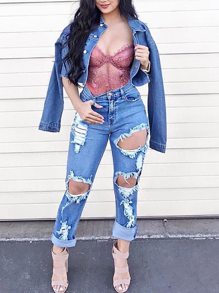 Boyfriend Raw Cut Trim Ripped Jeans - DadHats2ow6ix