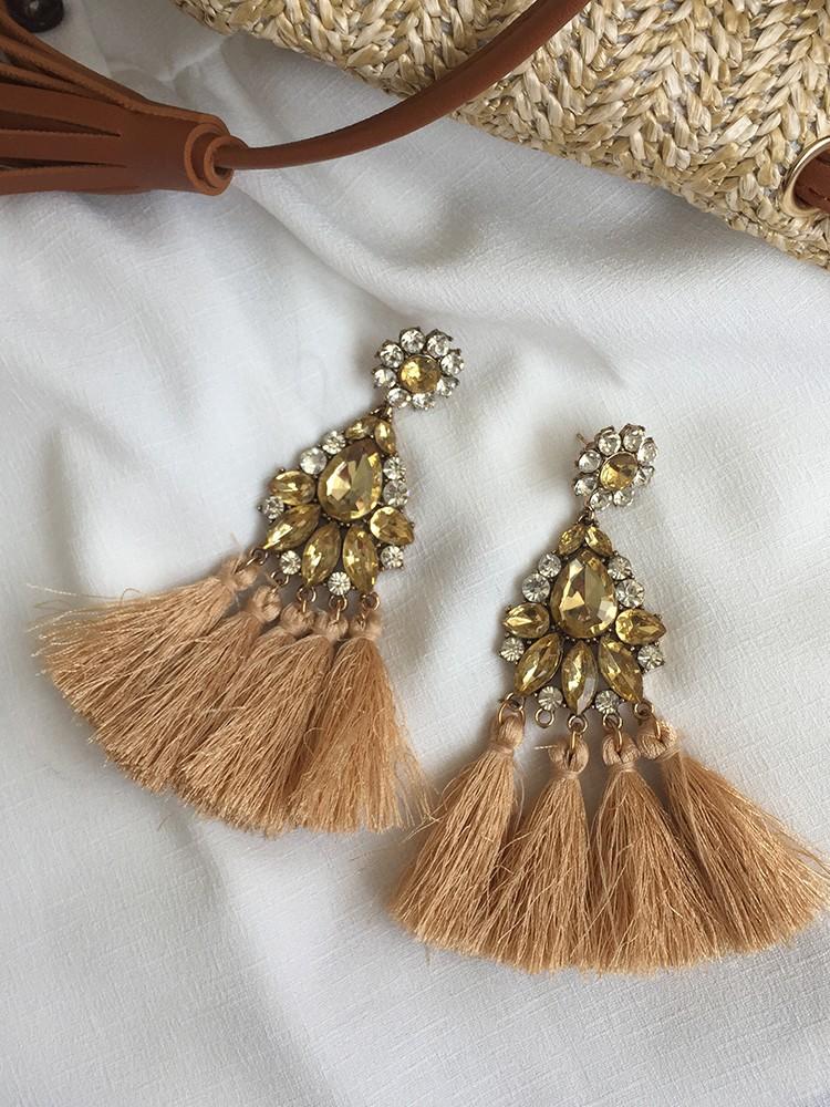 Boho Retro Brown Long Tassel Drop Earring - DadHats2ow6ix