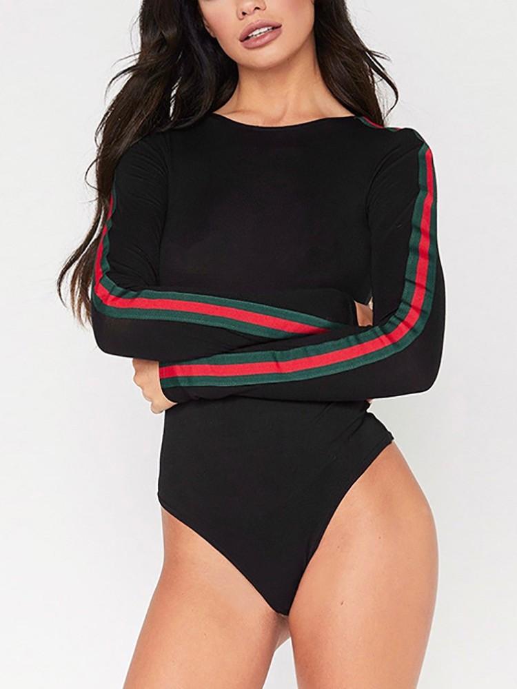 Fashion Side Stripes Long Sleeve Bodysuit - DadHats2ow6ix