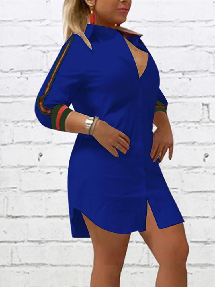 Fashion Stripes Detail Shirt Dress - DadHats2ow6ix