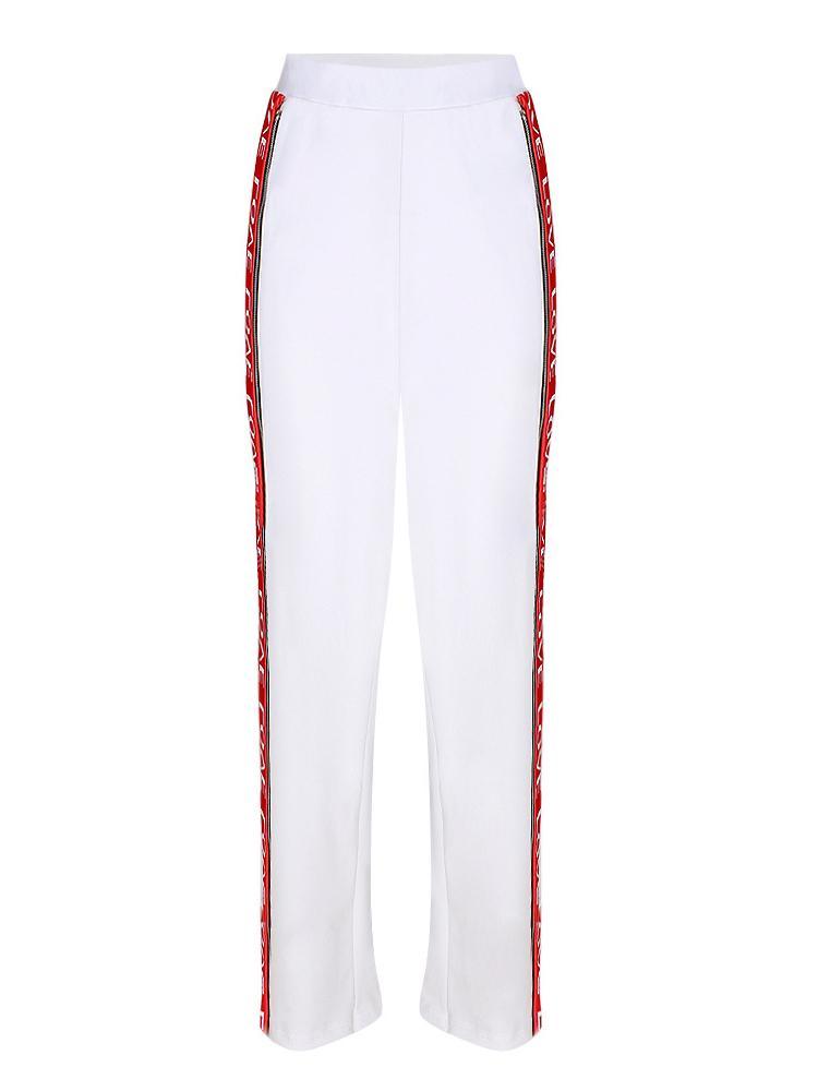 Love Print Zipper Slit Side Wide Leg Pants - DadHats2ow6ix