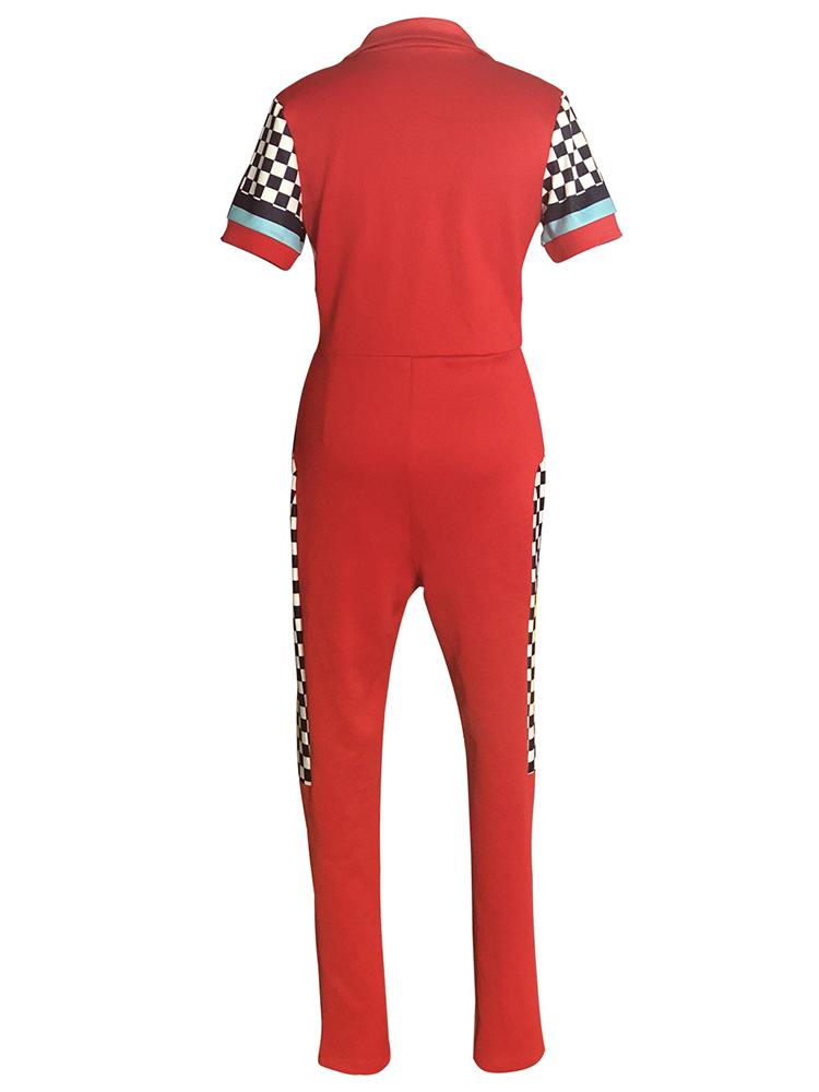 Fashion Contrast Color Zipper Up Motorsport Jumpsuit - DadHats2ow6ix