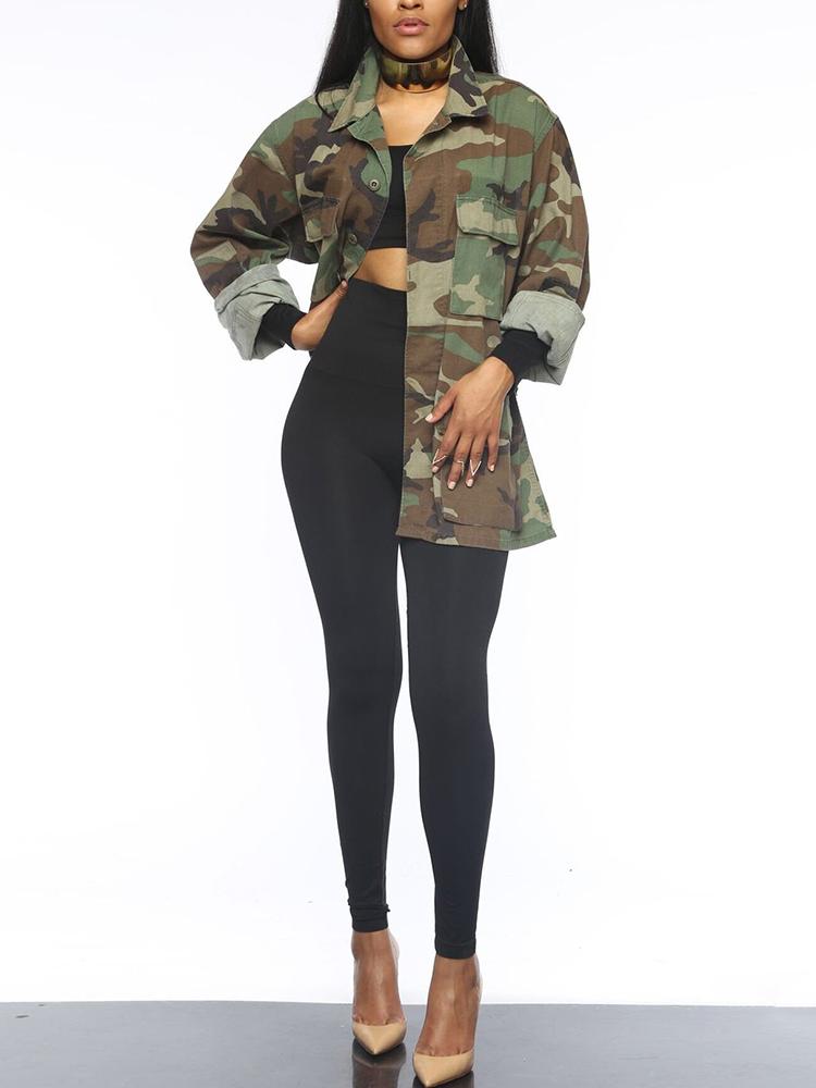 Trendy Camouflage Print Pocket Design Coat - DadHats2ow6ix