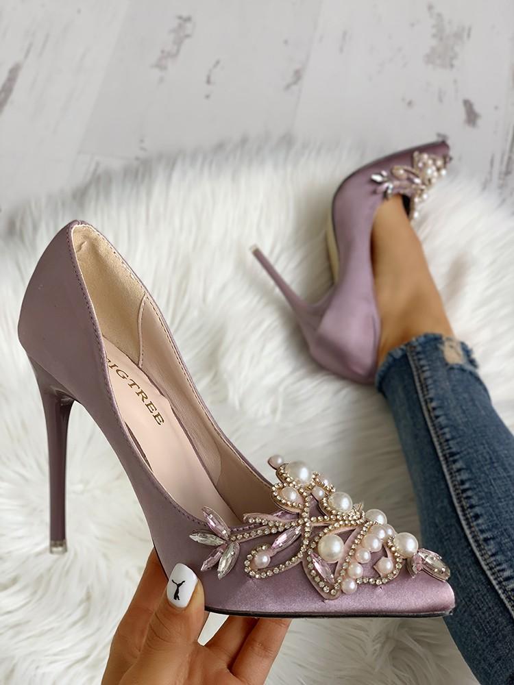 Faux Pearl Pointed Toe Stiletto Heels - DadHats2ow6ix