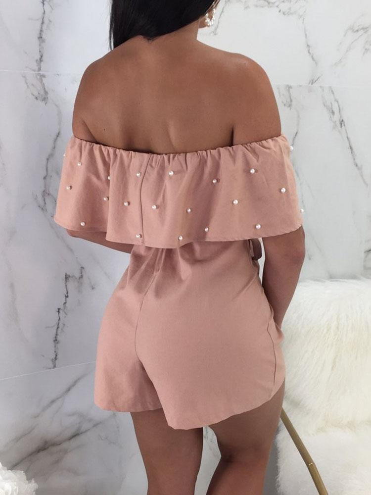 Beaded Embellished Ruffles Belted Bardot Playsuit - DadHats2ow6ix