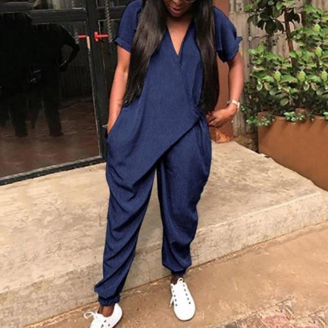 Stylish Pocket Wrapped Harem Jumpsuit - DadHats2ow6ix