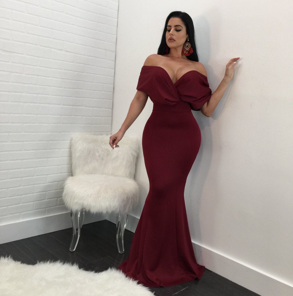 Strapless Slit Mermaid Maxi Bodycon Dress - DadHats2ow6ix