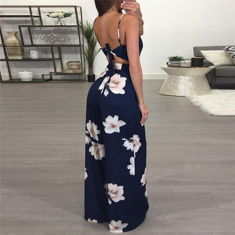 Floral Spaghetti Strap Wide Leg Jumpsuit - DadHats2ow6ix