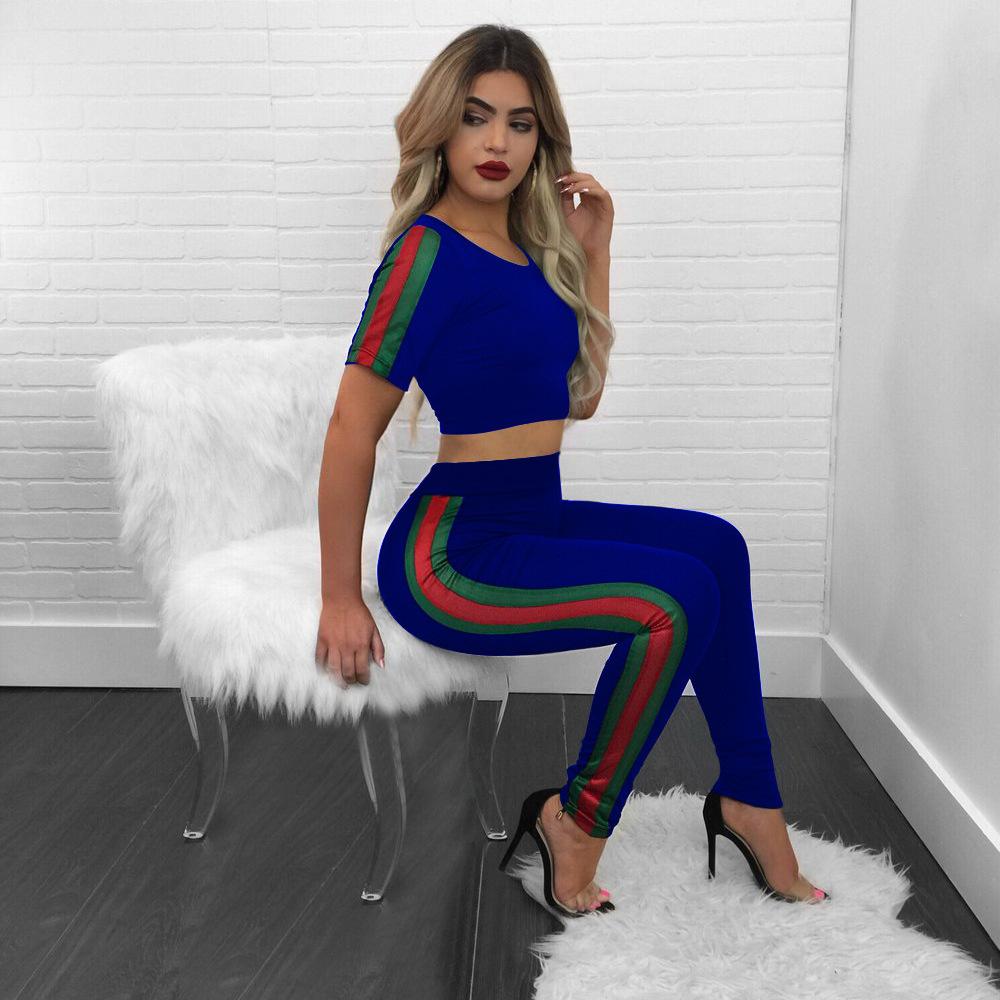 Trendy Contrast Color Cropped Slinky Pantsuit - DadHats2ow6ix